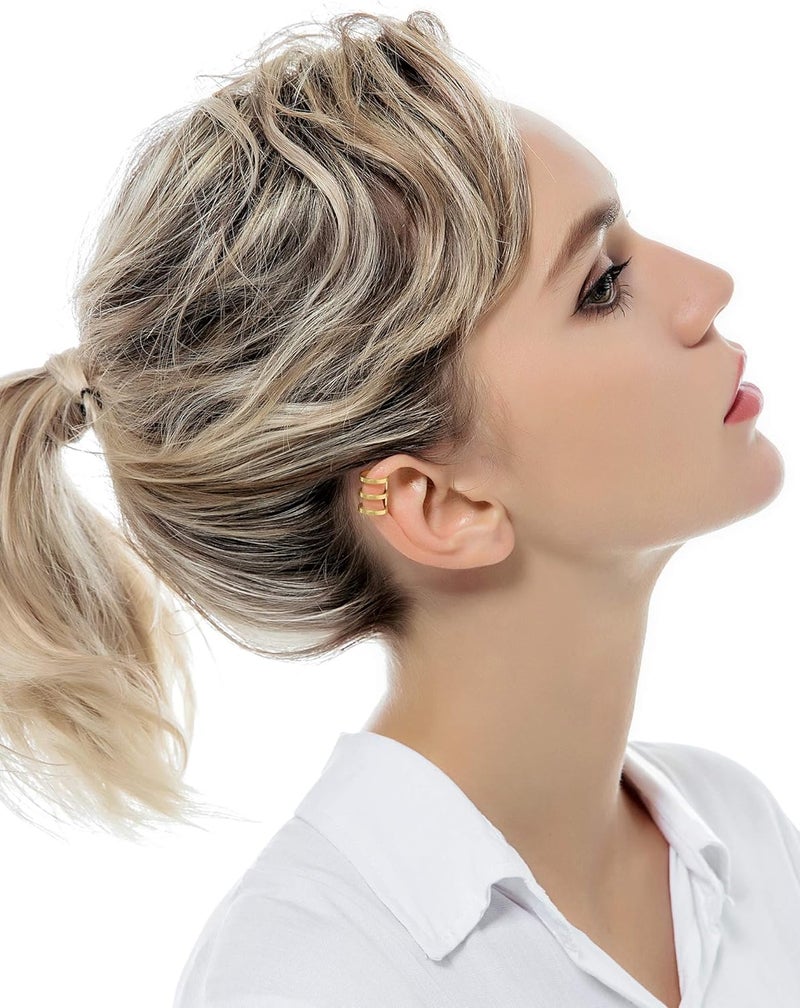 Tornito 4-10 Pairs Stainless Steel Ear Cuff Helix Cartilage Clip On Wrap Earrings Fake Nose Ring Non-Piercing Adjustable - Image 5